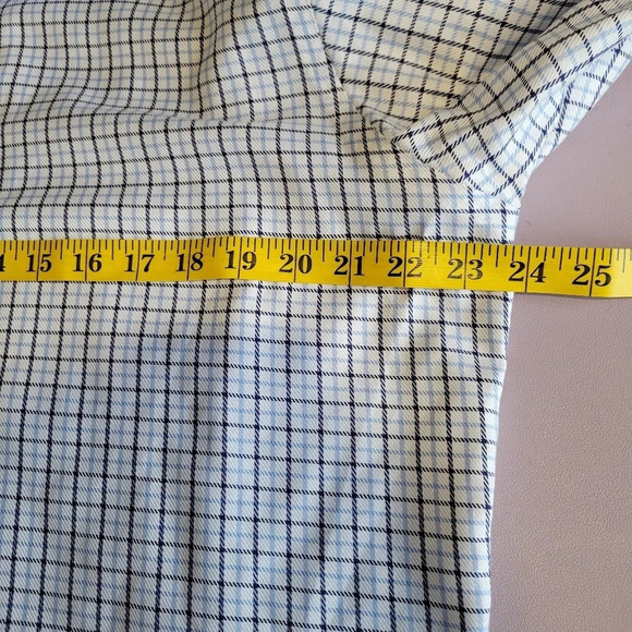 Jos. A. Banks Non-Iron Tailored Fit White Plaid Button-up‎ Long-Sleeve Shirt - Picture 7 of 8